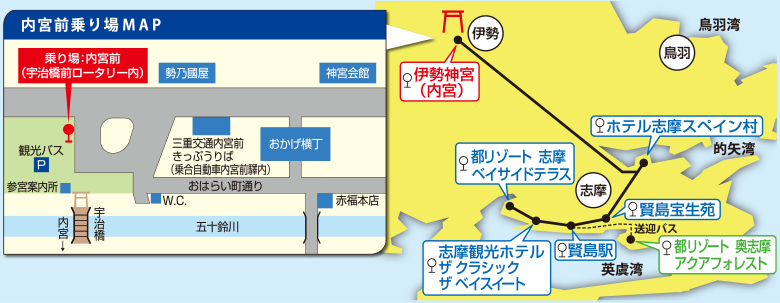 パールシャトル 直行バス 伊勢神宮内宮 伊勢志摩近鉄リゾートホテル